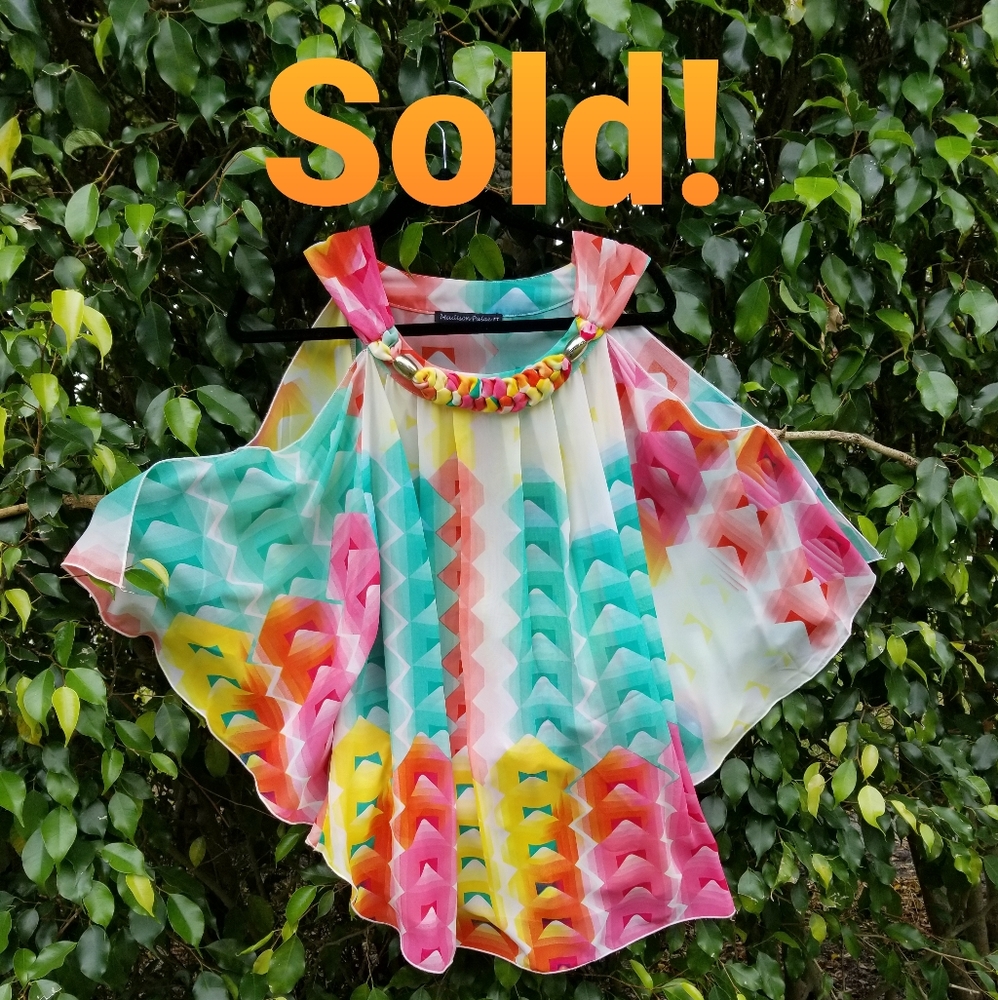 Madison Paige II, Multi-Color semi-sheer blouse